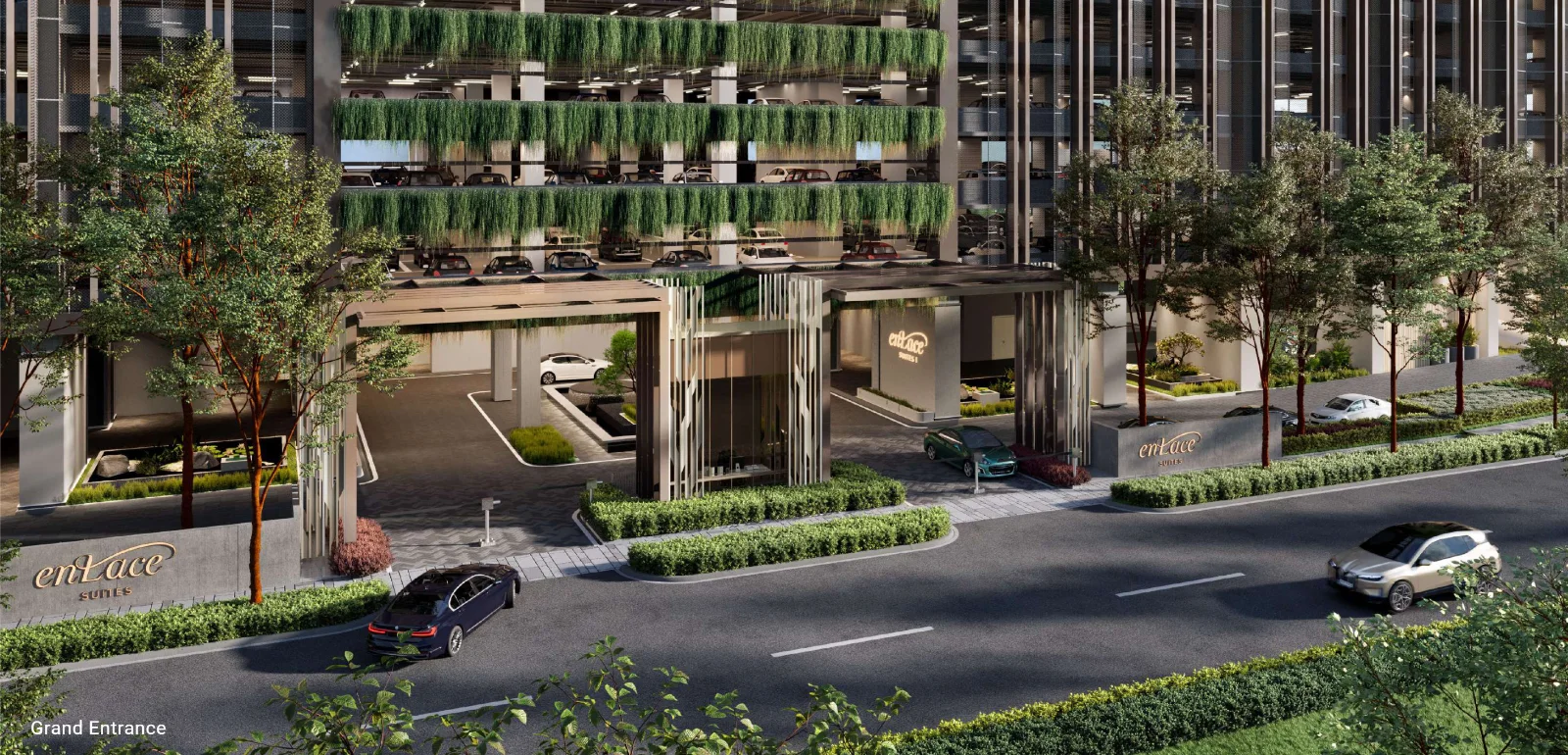 Enlace Suites II grand entrance on the township road, artist's impression