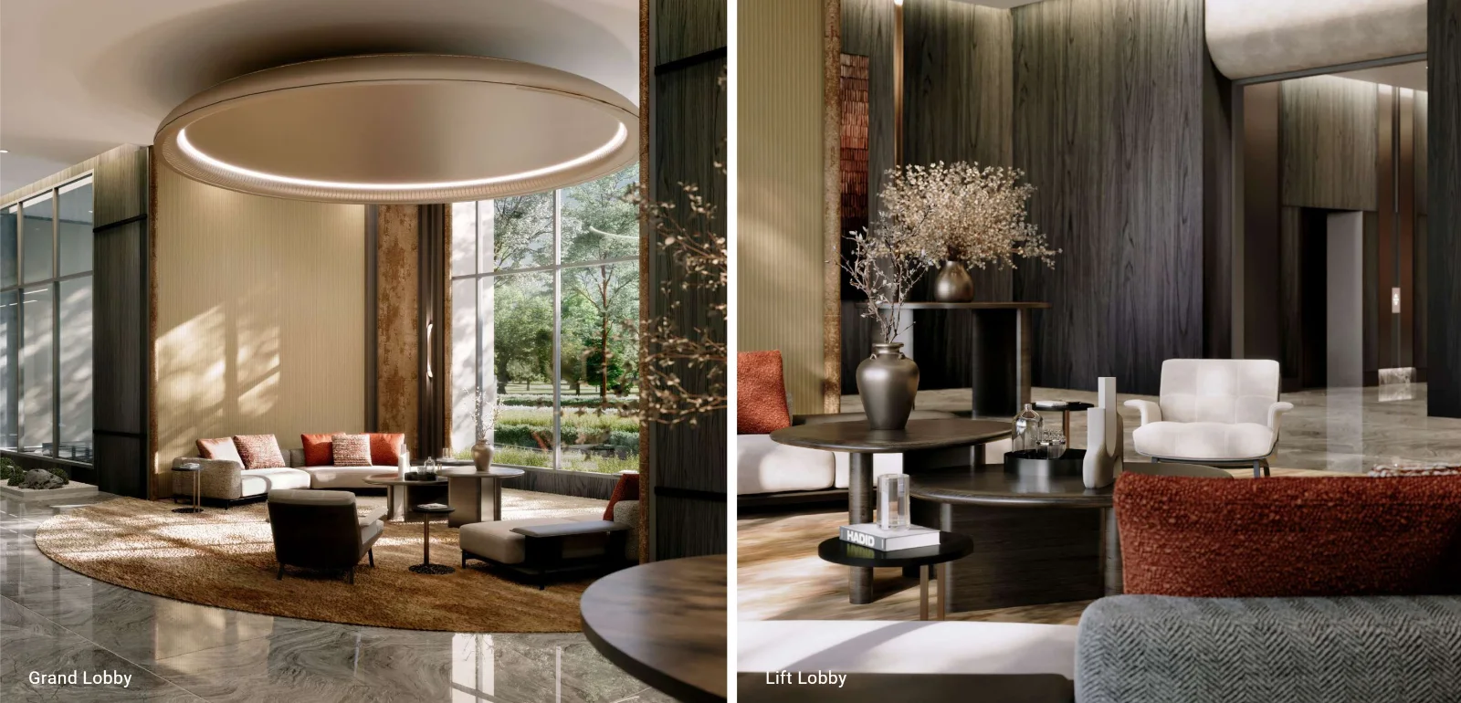 Enlace Suites II grand lobby and lift lobby, artist's impression