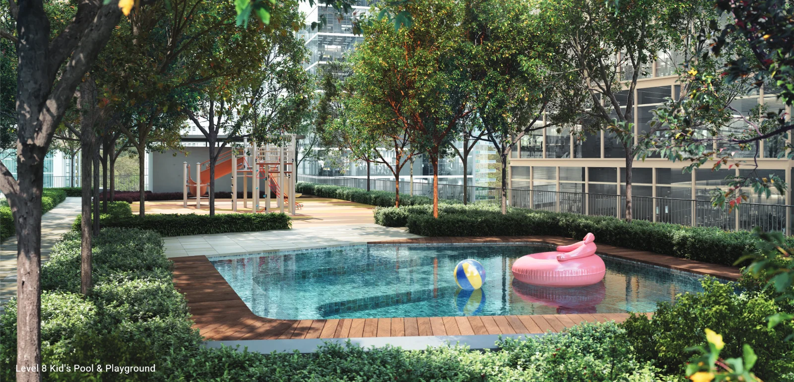 Enlace Suites II kid's pool and playground on Level 8, artist's impression
